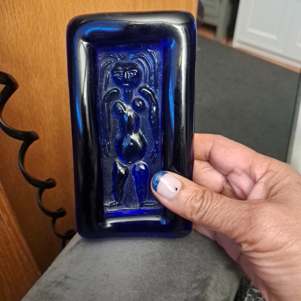Erik Höglund cobalt blue glass ashtray